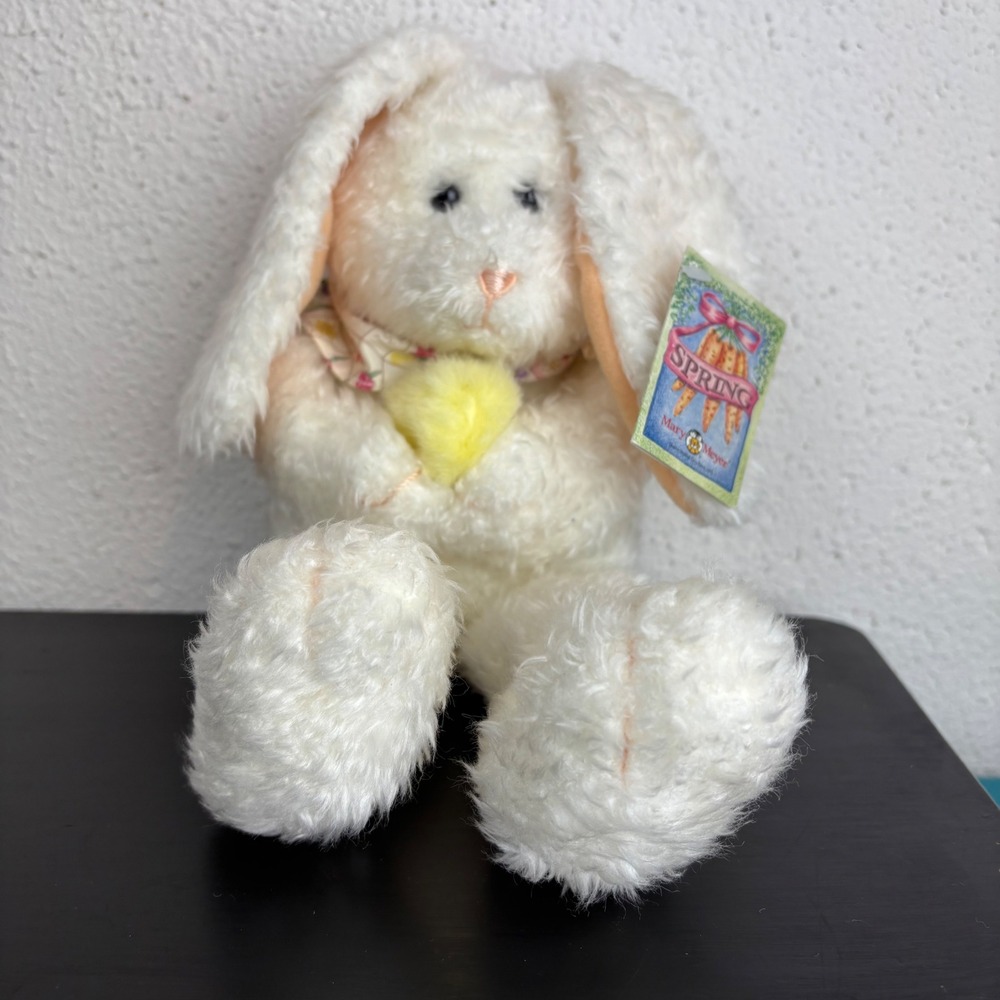 Mary Meyer Spring Bunny Plush Stuffed Animal Cream Yellow Floral 1996 VTG NOS